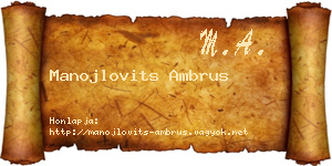 Manojlovits Ambrus névjegykártya